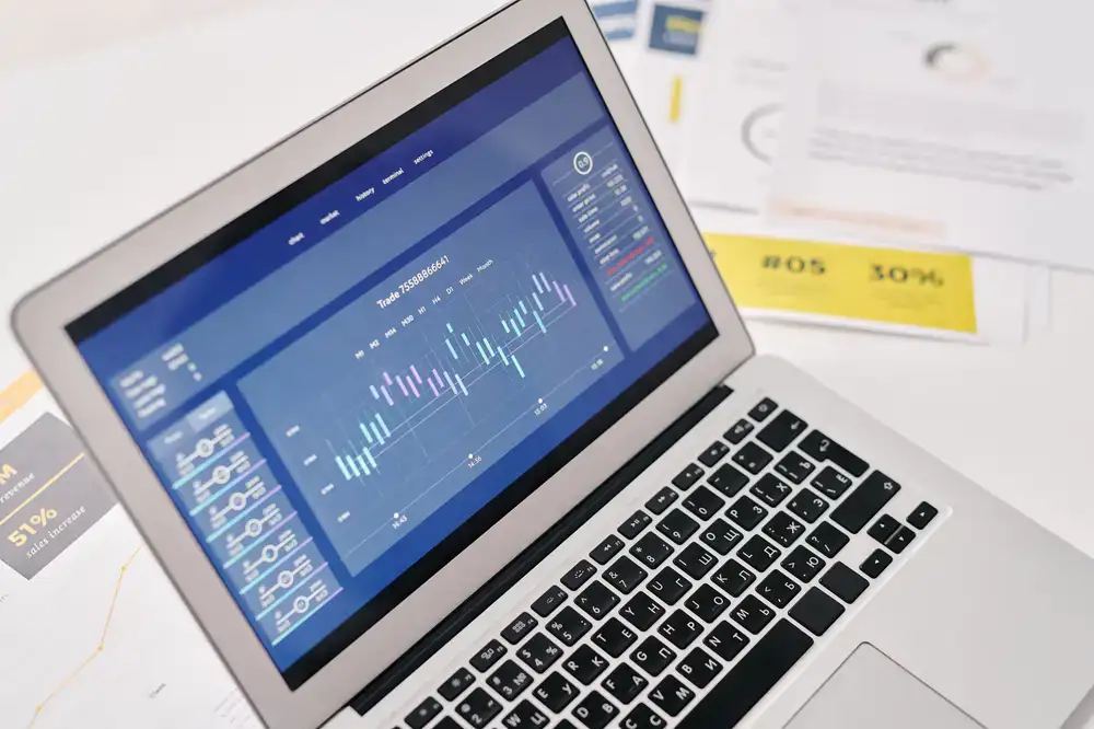 Laptop displaying organized business documents